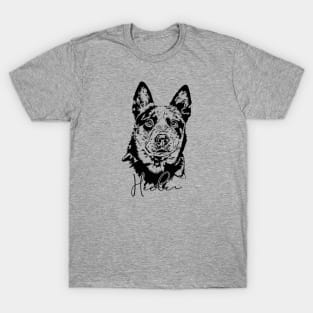 Funny Blue Heeler lover dog portrait T-Shirt